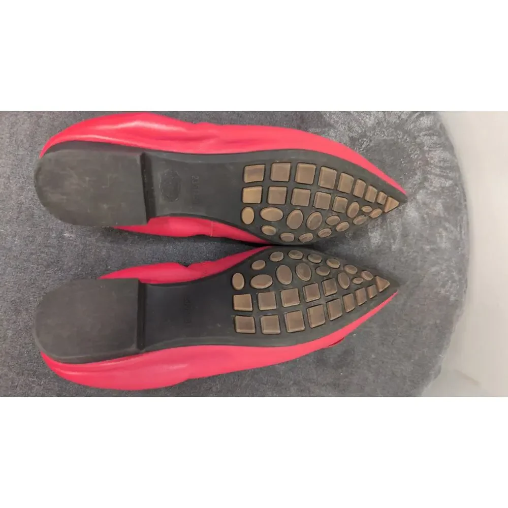 Carolina Herrera Red Pointed Toe CH Logo Flats Size 7.5 Luxury